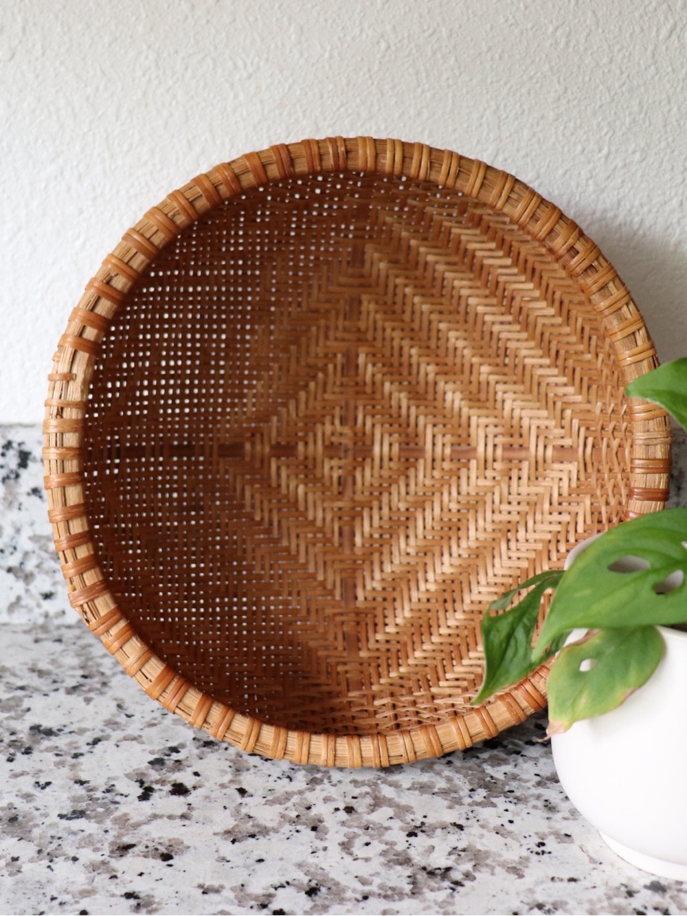 Woven Rattan Decorative Basket - Natural Tan